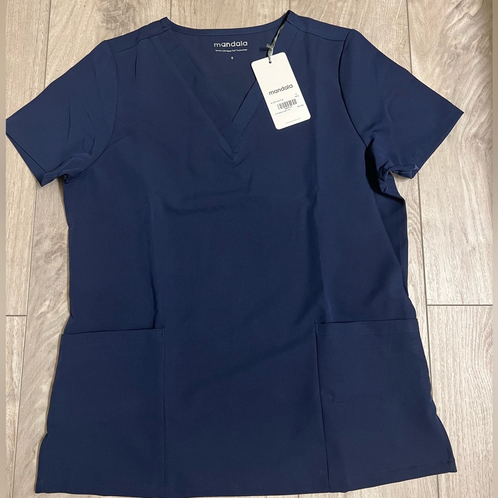 Navy blue Mandala scrub top Small